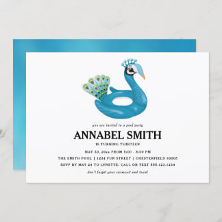Peacock Pool Float Pool Party Geburtstag Einladung