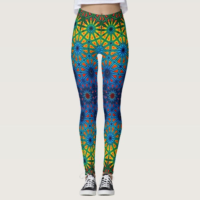 Peacock Prism Stilvoll Multicolor Gradient Abstrak Leggings (Vorderseite)
