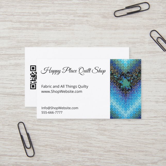 Peacock Quilt voll anpassbare Biz-Karten Visitenkarte (Vorderseite/Rückseite Beispiel)