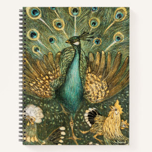 Peacock Rooster Illustré Imprimer Carnet Spiral