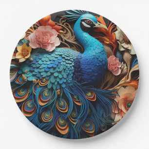 Peacock Rose Elegante Hübsche Pappteller