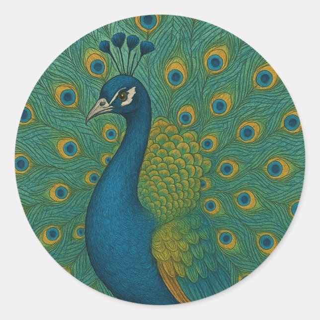 Peacock Runder Aufkleber (Vorderseite)