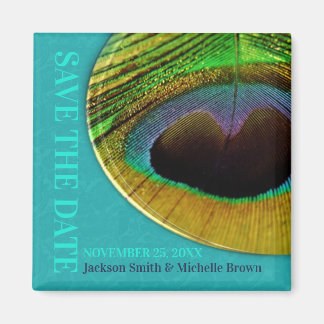 Peacock Save the Date Aqua Magnet