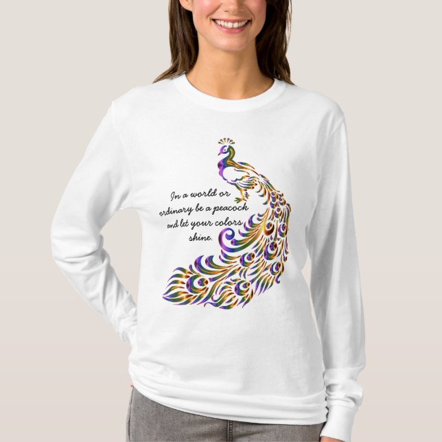 Peacock schöne, lang geräucherte Hemden für Frauen T-Shirt (Vorderseite)