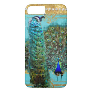Peacock Schwanz Feathers Gold Glitzer Barock Jewel iPhone 8 Plus/7 Plus Hülle