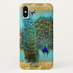 Peacock Schwanz Feathers Gold Glitzer Barock Jewel Case-Mate iPhone Hülle