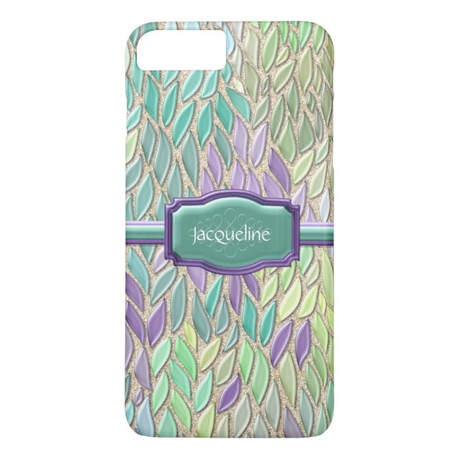 Peacock Sea Glass Mosaic Feather Impressionist Case-Mate iPhone Hülle (Rückseite)