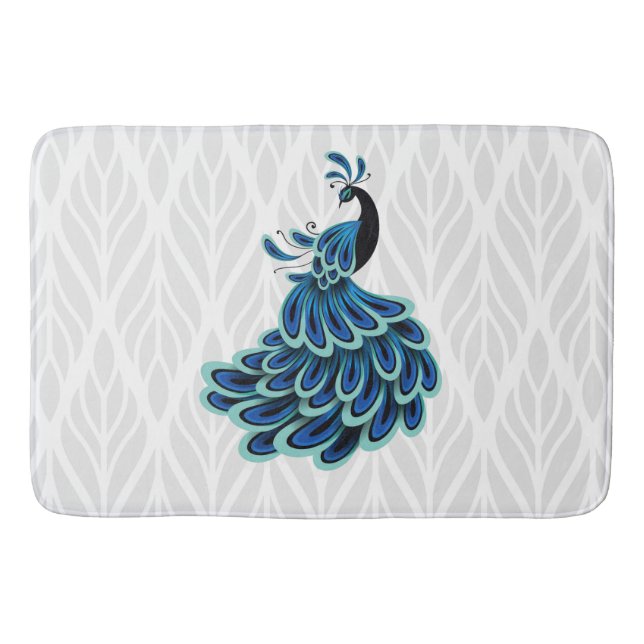 Peacock Silver Design Bath Mat Badematte (Vorderseite)