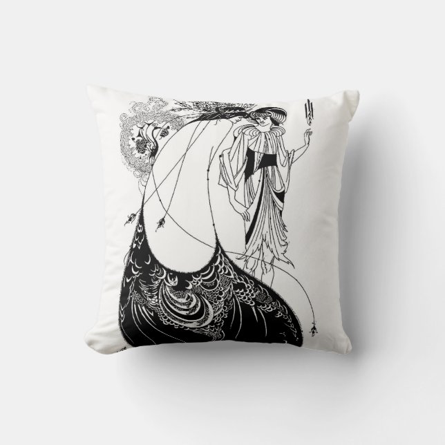 Peacock Skirt Beardsley Art Nouveau Kissen (Vorderseite)