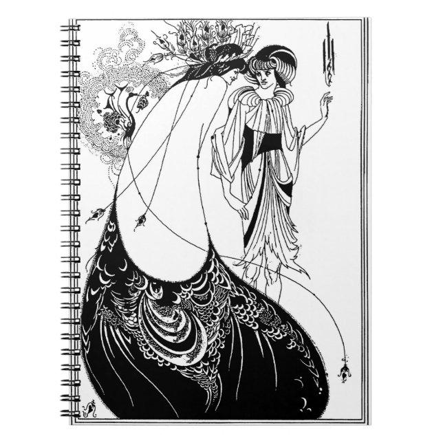 Peacock Skirt Beardsley Art Nouveau Notizblock (Vorderseite)