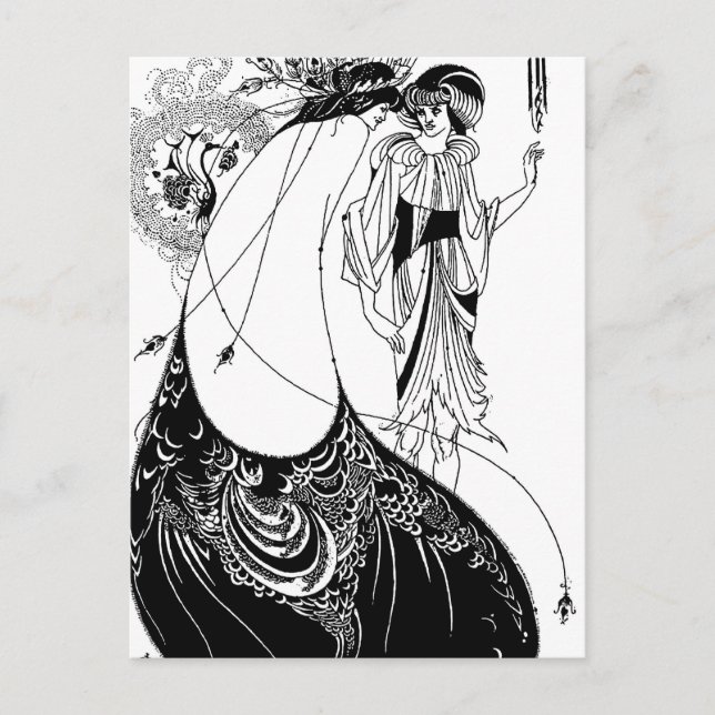 Peacock Skirt Beardsley Art Nouveau Postkarte (Vorderseite)
