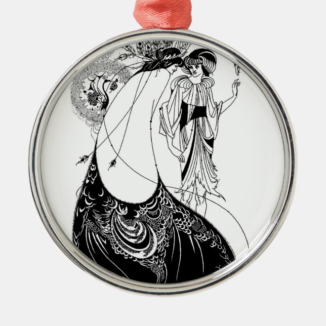 Peacock Skirt Beardsley Nouveau Silbernes Ornament (Vorne)