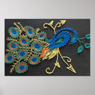 Peacock String Art Poster