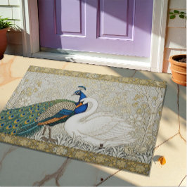 Peacock & Swan Art Nuovo Winter FR/Gold Floral Fußmatte