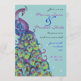 Peacock Thema Hochzeit Einladung Einladung hellbla