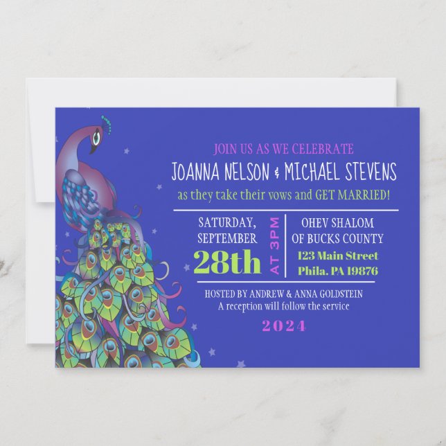 Peacock Thema Hochzeit Einladung Party Einladung B (Vorderseite)