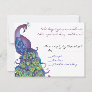 Peacock Thème Bat mitzvah Carte de réponse Invitat