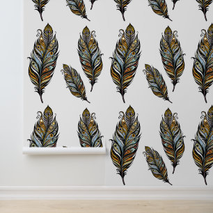 Peacock Tribal Inspiré Plumes Artistique Mur Art