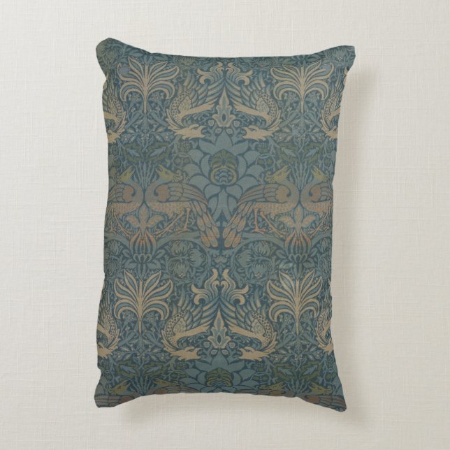Peacock und Dragon von William Morris Dekokissen (Rückseite(Vertikal))