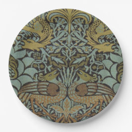 Peacock und Dragon (von William Morris) Pappteller