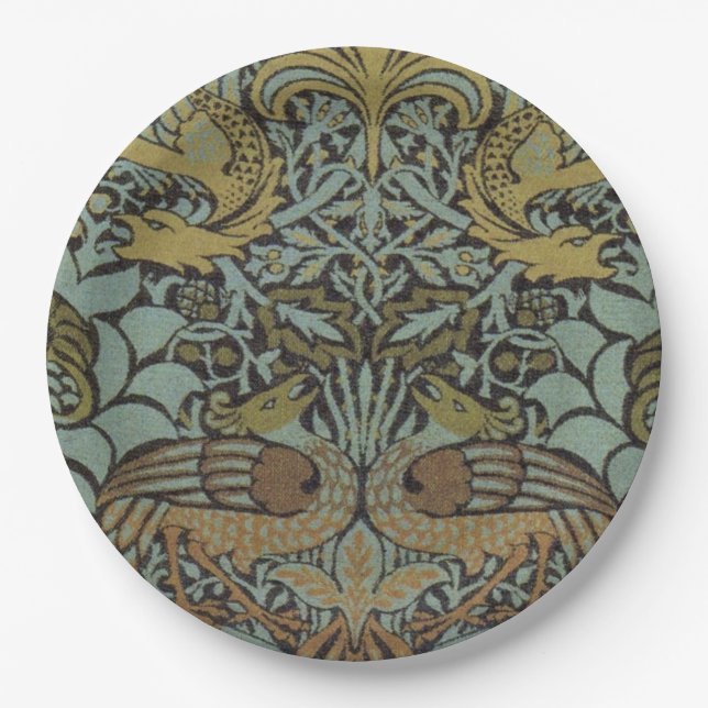 Peacock und Dragon (von William Morris) Pappteller (Vorderseite)