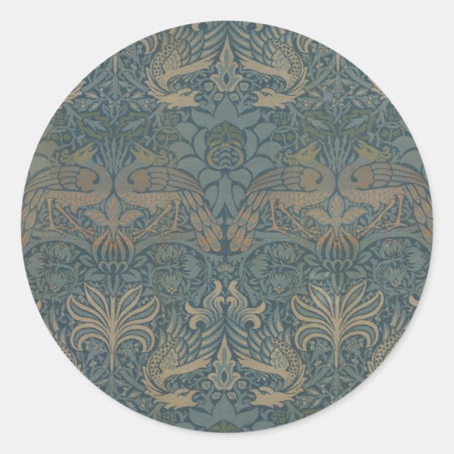 Peacock und Dragon von William Morris Runder Aufkleber (Vorderseite)