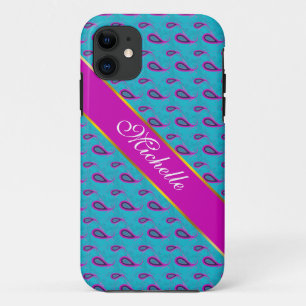 Peacock und Magenta Paisley Pattern iPhone 11 Hülle