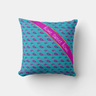 Peacock und Magenta Paisley Pattern Kissen