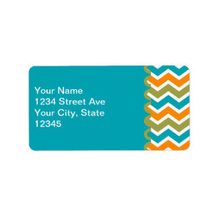 Peacock Vibrant Tribal Zigzag Adressaufkleber