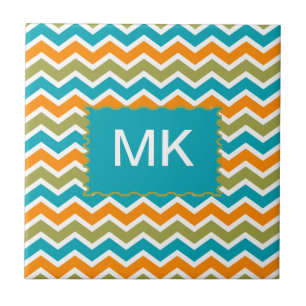 Peacock Vibrant Tribal Zigzag Fliese