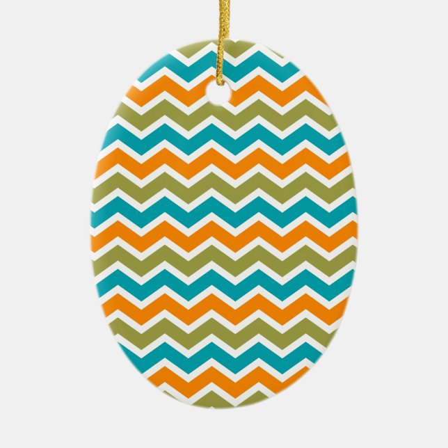 Peacock Vibrant Tribal Zigzag Keramik Ornament (Vorne)