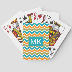 Peacock Vibrant Tribal Zigzag Spielkarten