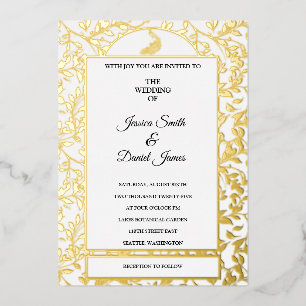 Peacock Vine Wedding Foil Einladung