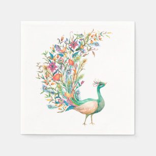 Peacock Vintag Illustration Napkins Serviette
