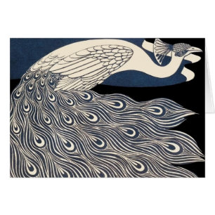 Peacock Vintage Bleu Art Nouveau