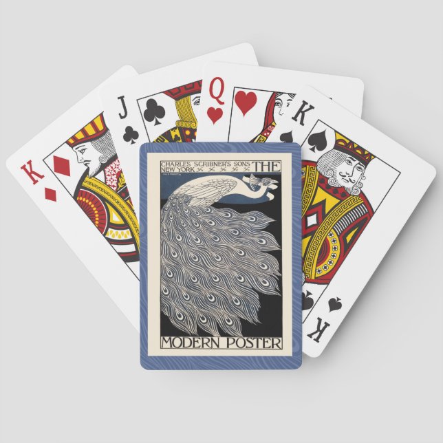Peacock Vintages blaues Meer Spielkarten (Rückseite)