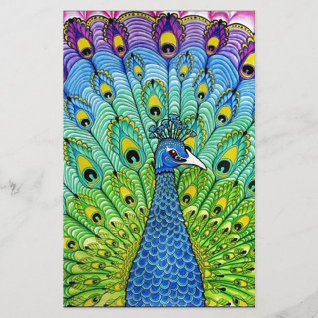 Peacock-Vogelanimation Briefpapier (Vorderseite)