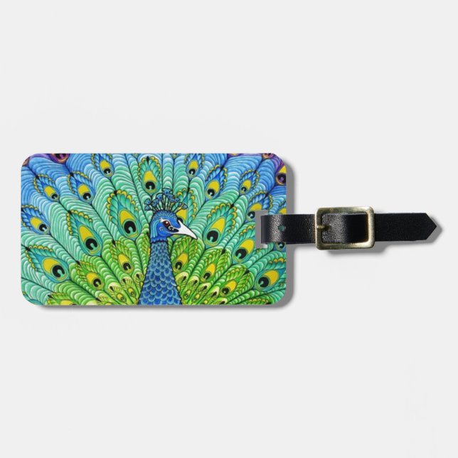 Peacock-Vogelanimation Gepäckanhänger (Vorderseite horizontal)