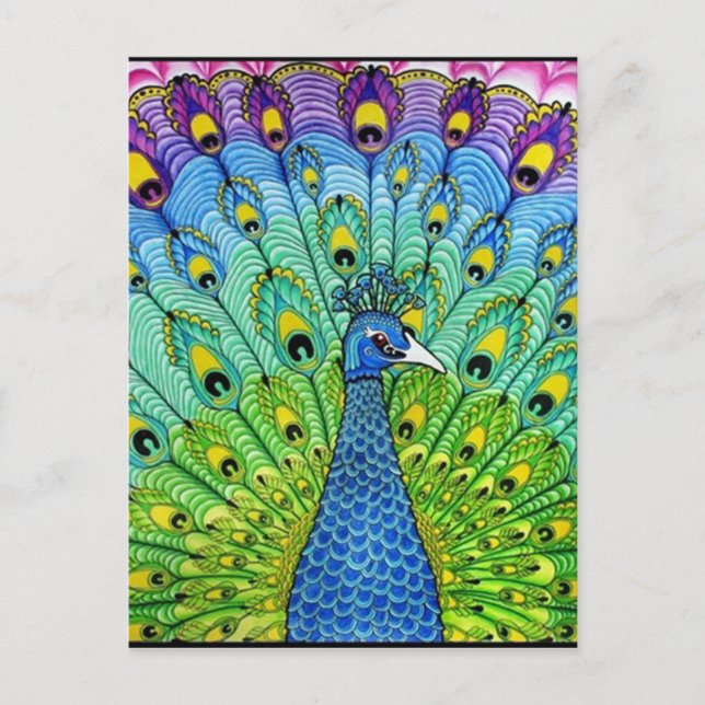 Peacock-Vogelanimation Postkarte (Vorderseite)