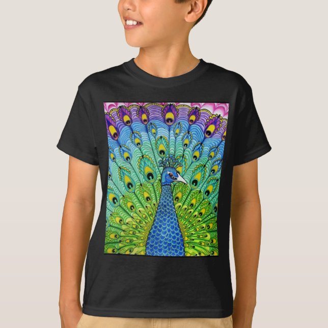 Peacock-Vogelanimation T-Shirt (Vorderseite)