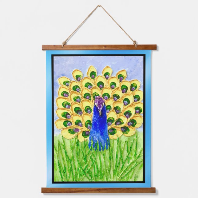 Peacock Wandteppich Mit Holzrahmen (Vorderseite)