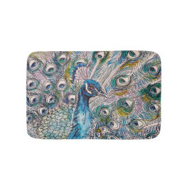 Peacock Wasserfarbenmalerei Vögel Bath Mat Badematte