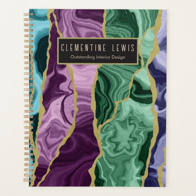 Peacock Watercolor Agate V1 Anpassbar Planer (Vorderseite)