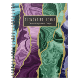 Peacock Watercolor Agate V1 Anpassbares Notebook Notizblock