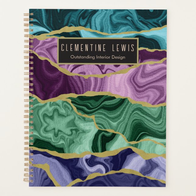 Peacock Watercolor Agate V2 Anpassbar Planer (Vorderseite)