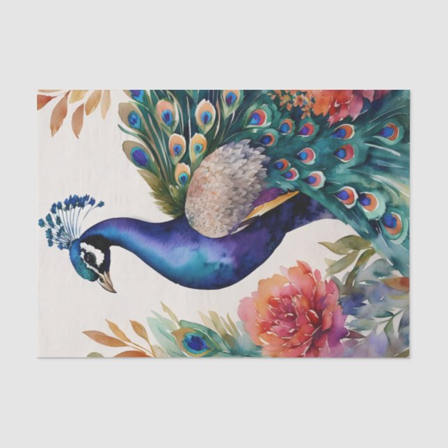 Peacock Watercolor, Traumhaft Seidenpapier (Vorderseite)