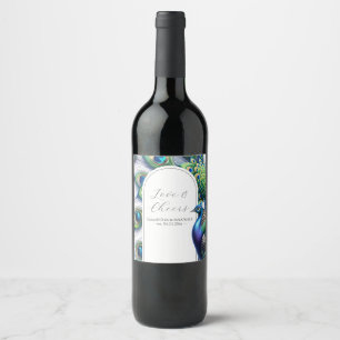 Peacock Wedding Custom Wine Bottle Labels Weinetikett