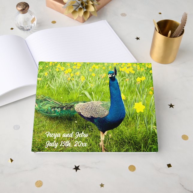 Peacock Wedding Guest Book Gästebuch (Vorderseite Offen)