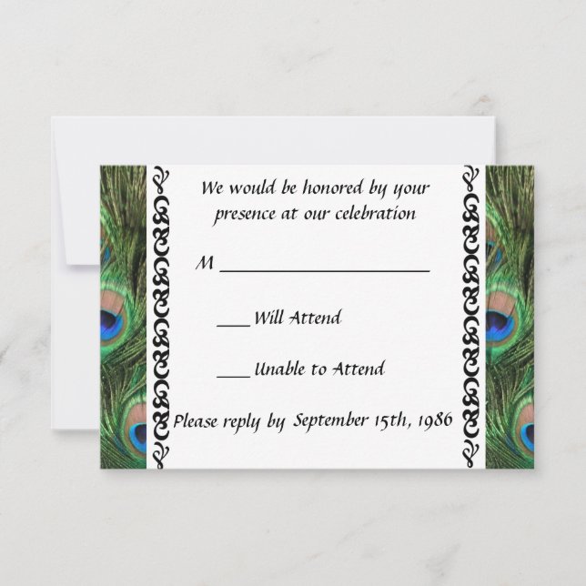Peacock Wedding RSVP (Vorderseite)