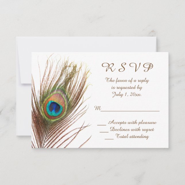 Peacock Wedding RSVP Karte (Vorderseite)